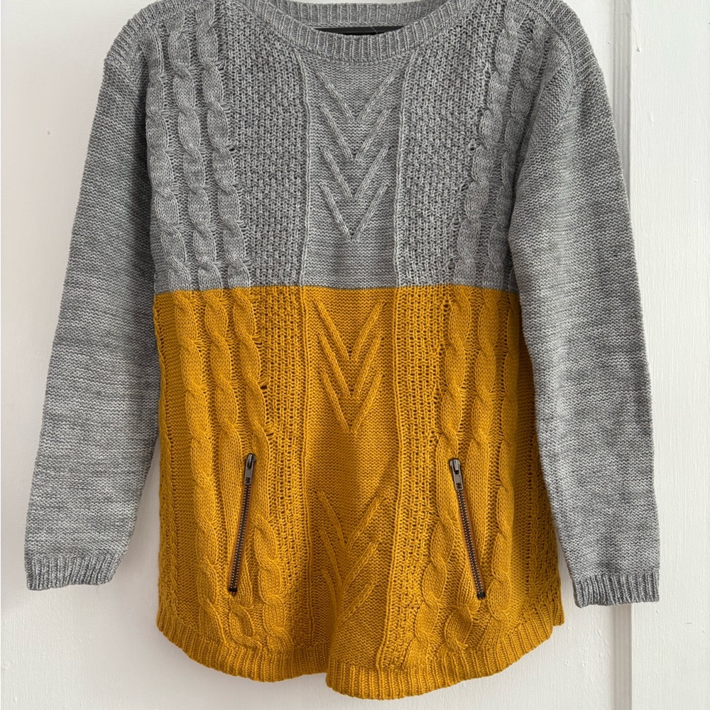 It's Our Time Gray and Yellow Crew Neck Sweater
